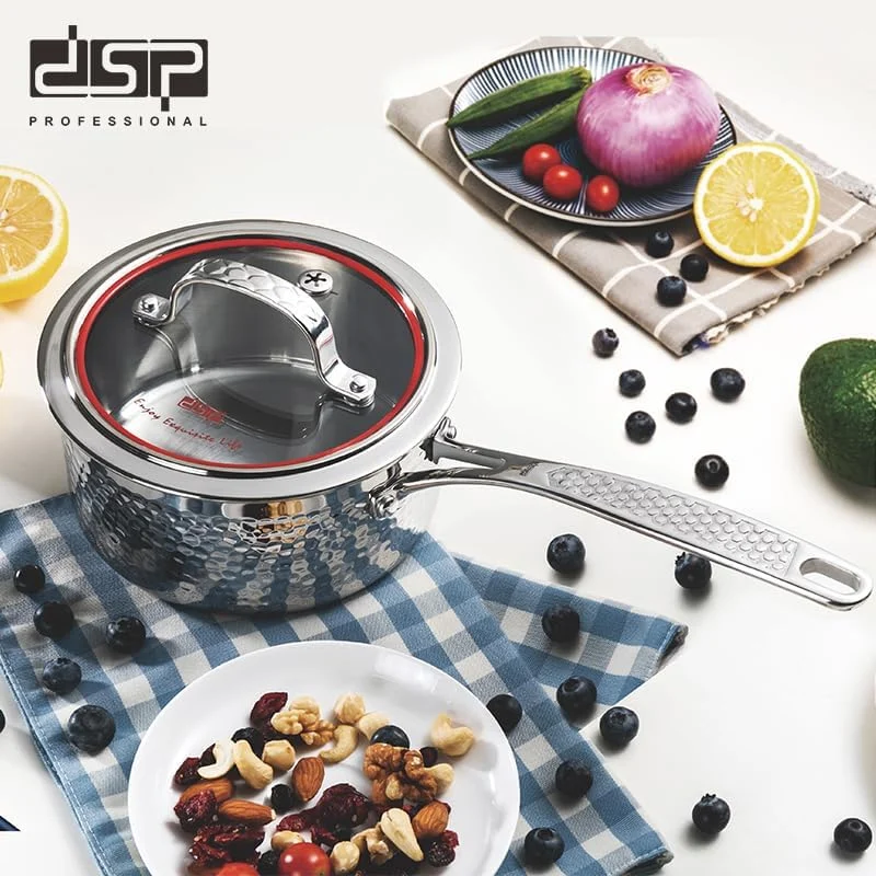 شیرجوش استیل DSP مدل CS001-A16 با طراحی چکشی و درب شیشهای