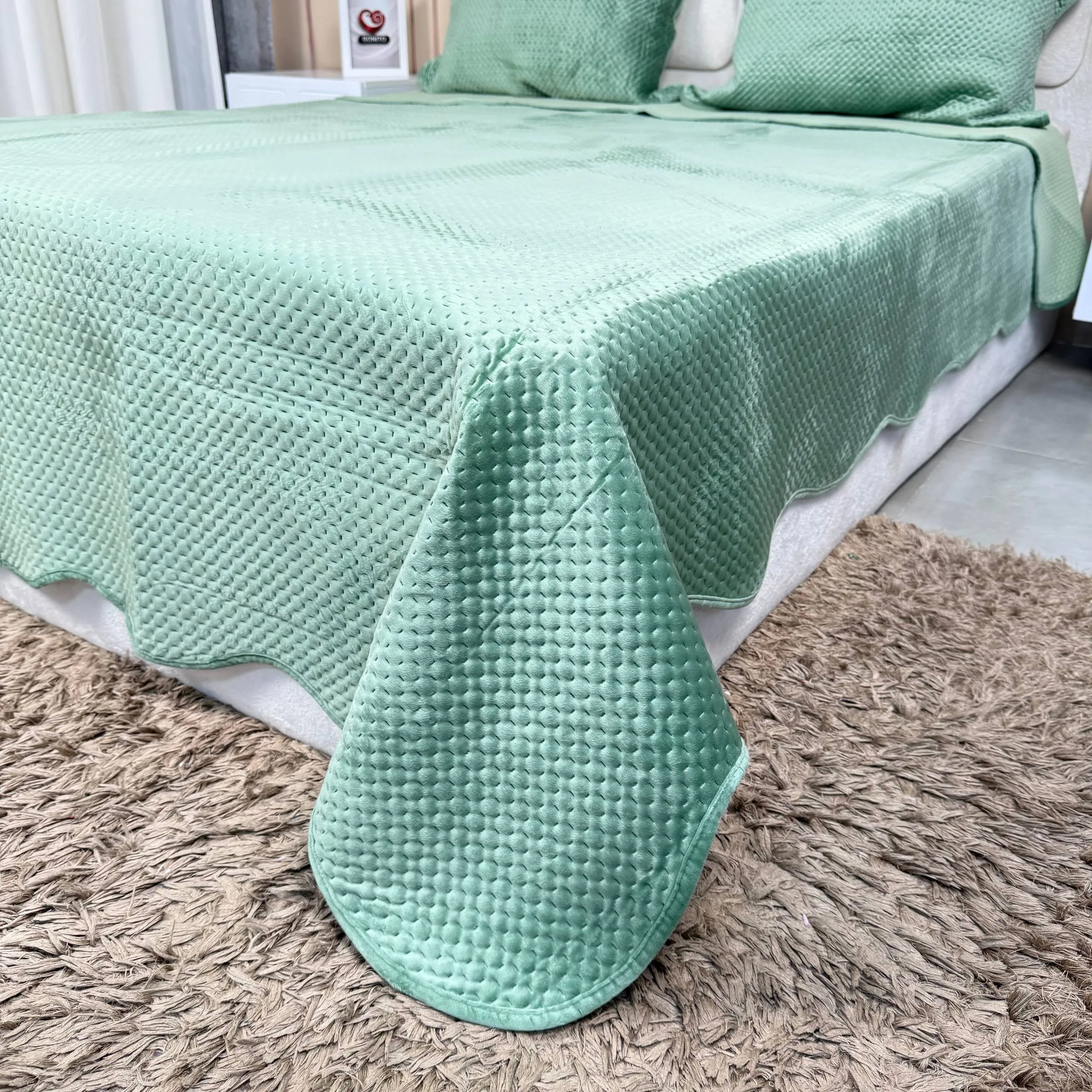 روتختی مخمل دو نفره کریستال طرح برجسته سایز ۲۳۰×۲۴۰ سانتیمتر - تصویر 21